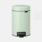 Brabantia NewIcon Pedal Bin 3L Jade Green Textured Mineral Coating, Soft Close Lid, Odor-Proof, Removable Inner Bucket, Anti-Tilt Small Trash Can for Bathroom, Bedroom, or Office - Brabantia
