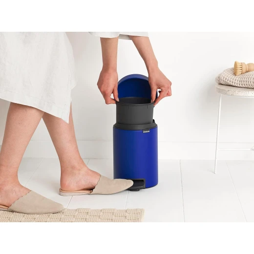 Brabantia NewIcon Pedal Bin 3L Mineral Powerful Blue Soft Close Lid, Odor-Proof, Removable Inner Bucket, Non-Slip Base, Anti-Tilt Compact Trash Can for Bathroom, Bedroom, or Office Stylish and Space-Saving - Brabantia - Image 7