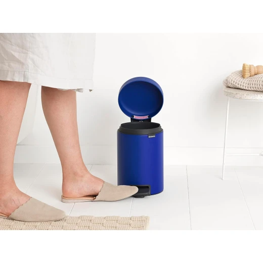 Brabantia NewIcon Pedal Bin 3L Mineral Powerful Blue Soft Close Lid, Odor-Proof, Removable Inner Bucket, Non-Slip Base, Anti-Tilt Compact Trash Can for Bathroom, Bedroom, or Office Stylish and Space-Saving - Brabantia - Image 5