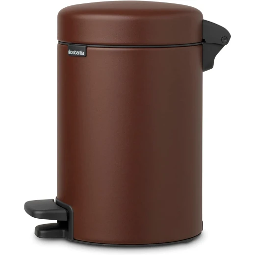 Brabantia - NewIcon Pedal Bin 3L - Small Waste Bin for Bathroom or Toilet - Soft Closing Lid - Light Pedal Operation - with Removable Inner Bucket - Non-Slip Base - Cosy Brown - 17 x 24 x 26 cm - Brabantia - Image 3