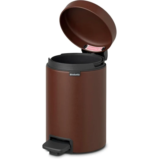 Brabantia - NewIcon Pedal Bin 3L - Small Waste Bin for Bathroom or Toilet - Soft Closing Lid - Light Pedal Operation - with Removable Inner Bucket - Non-Slip Base - Cosy Brown - 17 x 24 x 26 cm - Brabantia - Image 4