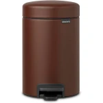 Brabantia - NewIcon Pedal Bin 3L - Small Waste Bin for Bathroom or Toilet - Soft Closing Lid - Light Pedal Operation - with Removable Inner Bucket - Non-Slip Base - Cosy Brown - 17 x 24 x 26 cm - Brabantia