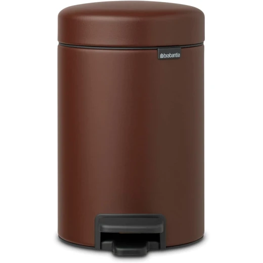 Brabantia - NewIcon Pedal Bin 3L - Small Waste Bin for Bathroom or Toilet - Soft Closing Lid - Light Pedal Operation - with Removable Inner Bucket - Non-Slip Base - Cosy Brown - 17 x 24 x 26 cm Brabantia - NewIcon Pedal Bin 3L - Small Waste Bin for Bathroom or Toilet - Soft Closing Lid - Light Pedal Operation - with Removable Inner Bucket - Non-Slip Base - Cosy Brown - 17 x 24 x 26 cm