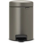 Brabantia NewIcon Pedal Bin 3L Platinum Soft Close Lid, Removable Plastic Inner Bucket, Supports Ocean Cleanup, 10-Year Guarantee Stylish Trash Can for Bathroom or Office - Brabantia