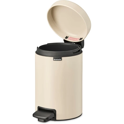 Brabantia NewIcon Pedal Bin 3L Small Waste Bin for Bathroom or Toilet Soft Closing Lid Light Pedal Operation with Removable Inner Bucket - Non-Slip Base  Soft Beige 23.5 cm x 16.8 cm x 16.8 cm - Brabantia - Image 5