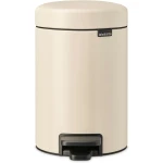 Brabantia NewIcon Pedal Bin 3L Small Waste Bin for Bathroom or Toilet Soft Closing Lid Light Pedal Operation with Removable Inner Bucket - Non-Slip Base  Soft Beige 23.5 cm x 16.8 cm x 16.8 cm - Brabantia