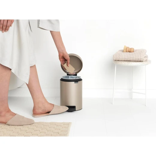 Brabantia NewIcon Pedal Bin 3L Champagne Soft Close Lid, Compact Design, Supports Ocean Cleanup, Stylish Trash Can for Bathroom or Office, 10-Year Guarantee - Brabantia - Image 5