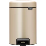 Brabantia NewIcon Pedal Bin 3L Champagne Soft Close Lid, Compact Design, Supports Ocean Cleanup, Stylish Trash Can for Bathroom or Office, 10-Year Guarantee - Brabantia