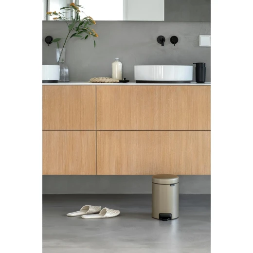 Brabantia NewIcon Pedal Bin 3L Champagne Soft Close Lid, Compact Design, Supports Ocean Cleanup, Stylish Trash Can for Bathroom or Office, 10-Year Guarantee - Brabantia - Image 4