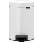 Brabantia NewIcon Pedal Bin 3L White Soft Close Lid, Removable Plastic Inner Bucket, Supports Ocean Cleanup, 10-Year Guarantee Stylish Small Trash Can for Bathroom or Office - Brabantia