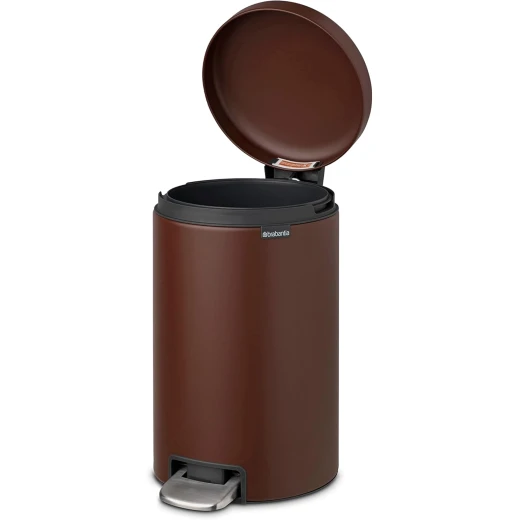 Brabantia - NewIcon Pedal Bin 12L - Medium Waste Bin for Kitchen or Bedroom - Soft Closing Lid - Light Pedal Operation - with Removable Inner Bucket - Non-Slip Base - Cosy Brown - 25 x 34 x 41 cm - Brabantia - Image 7