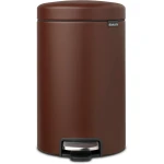 Brabantia - NewIcon Pedal Bin 12L - Medium Waste Bin for Kitchen or Bedroom - Soft Closing Lid - Light Pedal Operation - with Removable Inner Bucket - Non-Slip Base - Cosy Brown - 25 x 34 x 41 cm - Brabantia