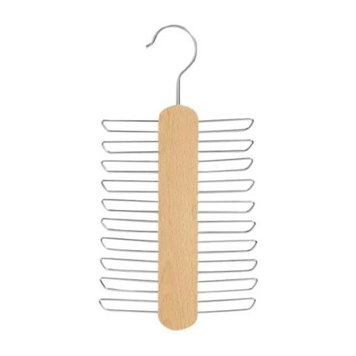 Weber Wooden Tie & Belt Holder Small, Natural Wood Holds Up to 12 Ties and Belts, Space-Saving Closet Organizer - Weber