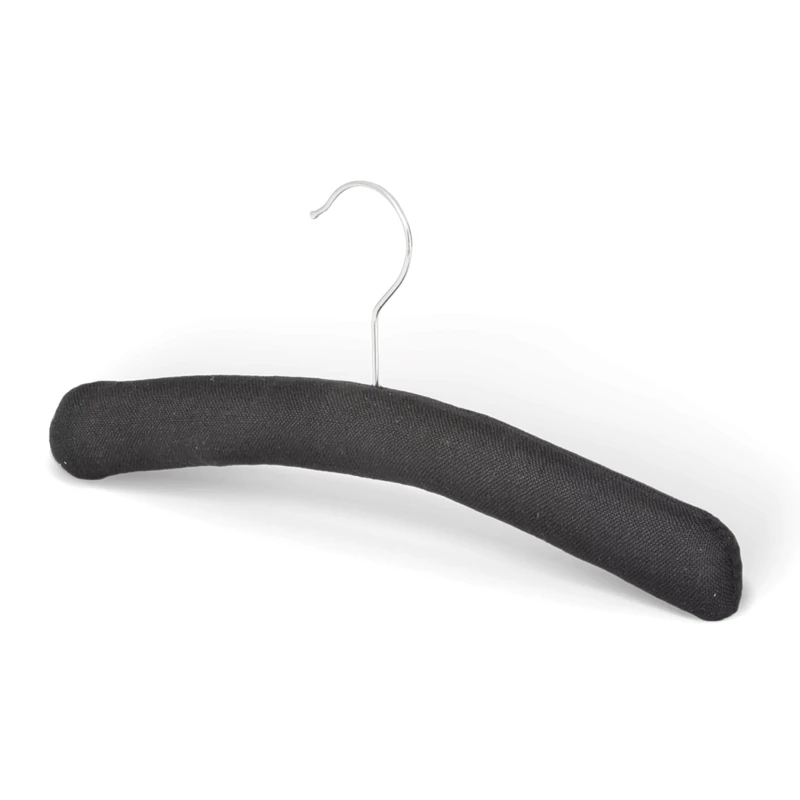 Bentley Wellington Satin Padded Hanger Black Luxury Fabric Hanger for Delicate Clothing (38cm, Cotton & Linen) - Bentley