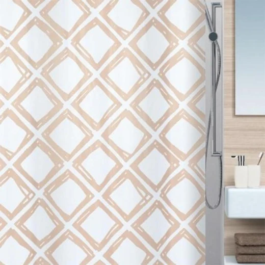 Spirella Malik Shower Curtain Beige, 180x200 cm, 100% Polyester, Anti-Mould & Antibacterial, Water-Repellent, Easy-Clean, Opaque Spirella Malik Shower Curtain Beige, 180x200 cm, 100% Polyester, Anti-Mould & Antibacterial, Water-Repellent, Easy-Clean, Opaque