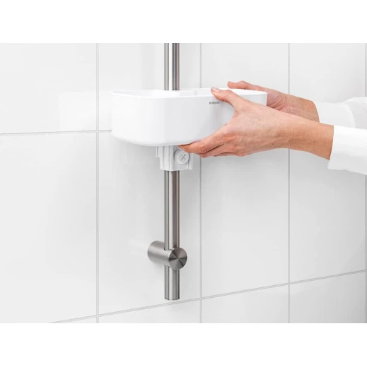 ReNew Shower Caddy White, Rust-Resistant, No-Drill Mounting, Compact & Adjustable, Fits 16–28mm Shower Rods, 2kg Load Capacity - Brabantia - Image 3