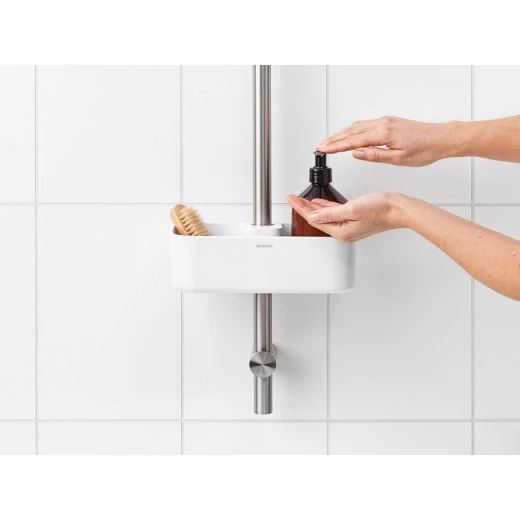 ReNew Shower Caddy White, Rust-Resistant, No-Drill Mounting, Compact & Adjustable, Fits 16–28mm Shower Rods, 2kg Load Capacity - Brabantia - Image 5