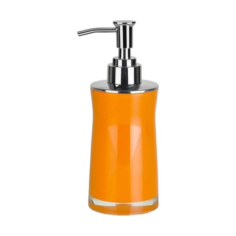 Spirella Sydney Soap Dispenser Orange with Silver Accents, 18.5 cm Height, Durable Acrylic, Refillable, Stylish Bathroom Accessory - Spirella