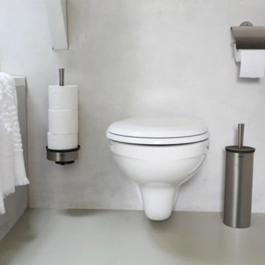 Brabantia Toilet Brush with Holder Platinum Finish Hygienic & Discreet Easy Cleaning Under the Rim Ideal for Humid Areas Comfortable Handle Compact Size: 43 x 13 x 11.5 cm - Brabantia - Image 2