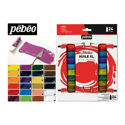 Pebeo XL Fine Oil Paint Set 24 Tubes x 12ml Rich, Intense Colours Fast-Drying Professional Quality Ideal for Beginners, Students & Artists Smooth Texture for Mixing & Layering - Pebeo - Image 2