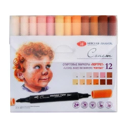 Sonnet TWIN Alcohol Markers, Portrait Set of 12 Colors, Dual Tip (Bullet & Chisel), Ideal for Sketching, Portraits & Illustrations