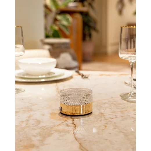 Madame COCO Claire Touch Lamp 10x10x5 cm, Gold Finish Adjustable Brightness, Touch Control, Compact LED Table Lamp for Bedroom, Desk, or Living Room - Madame COCO - Image 4