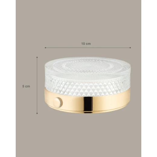 Madame COCO Claire Touch Lamp 10x10x5 cm, Gold Finish Adjustable Brightness, Touch Control, Compact LED Table Lamp for Bedroom, Desk, or Living Room - Madame COCO - Image 2