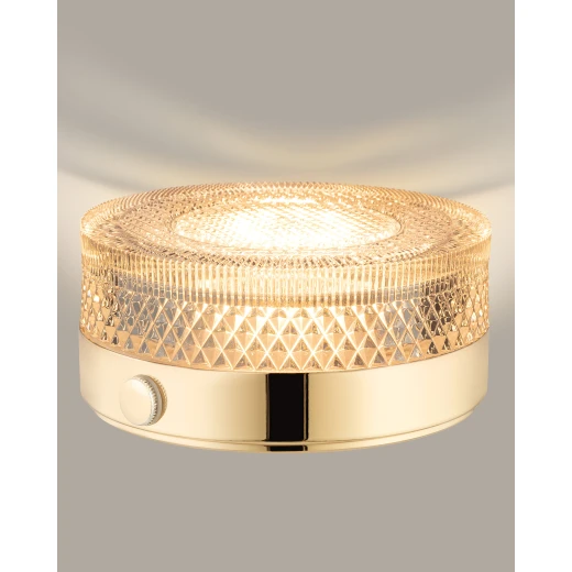 Madame COCO Claire Touch Lamp 10x10x5 cm, Gold Finish Adjustable Brightness, Touch Control, Compact LED Table Lamp for Bedroom, Desk, or Living Room