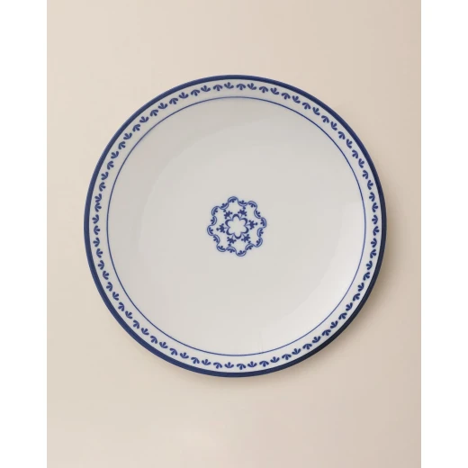 Madame COCO Blue Dream Esperer Dinner Plate, 21 cm, Blue/White Ethnic Design, New Bone China Plate for Stylish Table Settings, Made in Turkey Madame COCO Blue Dream Esperer Dinner Plate, 21 cm, Blue/White Ethnic Design, New Bone China Plate for Stylish Table Settings, Made in Turkey