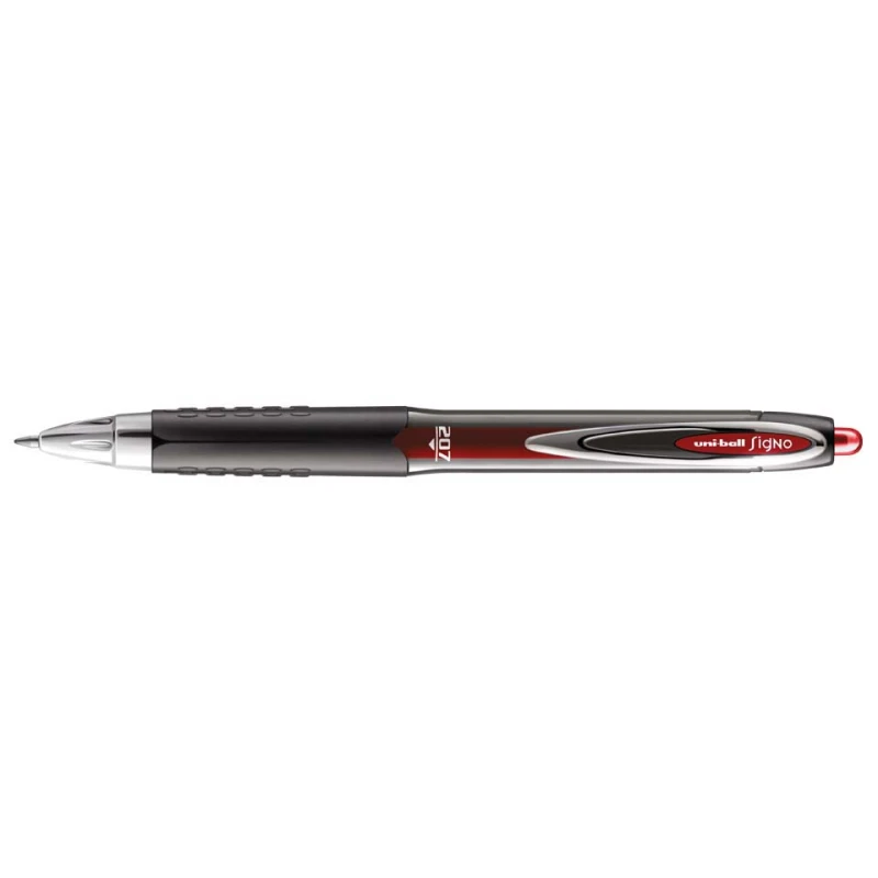 Uni-Ball Signo UMN207 Gel Pen, 0.4 mm Fine Tip, Red Ink, Smooth Writing, Translucent Barrel, Metal Clip, Precise Gel Rollerball Pen - uniball
