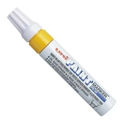 قلم طلاء يوني بول PX-30 ,رأس عريض، حبر أصفر, يكتب على المعدن والخشب والبلاستيك والزجاج والحجر، لمسة نهائية لامعة، مثالي للأعمال اليدوية والاستخدام الصناعي