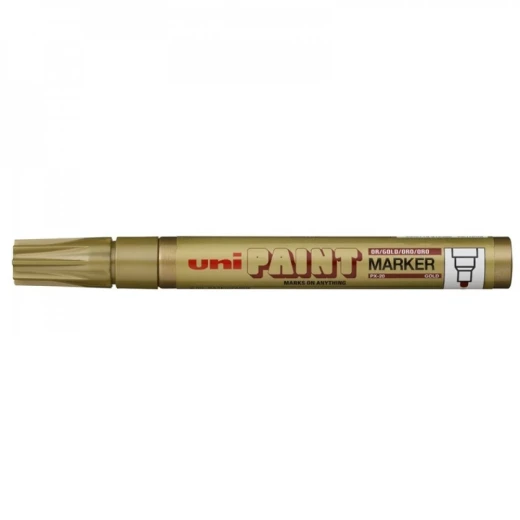 قلم طلاء يوني PX-20 – رأس دائري 2.8 مم، حبر ذهبي, دائم ومقاوم للماء، يكتب على المعدن والخشب والزجاج والبلاستيك والقماش والحجر من يوني بول قلم طلاء يوني PX-20 – رأس دائري 2.8 مم، حبر ذهبي, دائم ومقاوم للماء، يكتب على المعدن والخشب والزجاج والبلاستيك والقماش والحجر من يوني بول