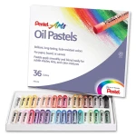 Pentel Oil Pastels, Set of 36 Vibrant Colors, Smooth Blending, Acid-Free & Fade-Resistant, Non-Toxic & Humid-Resistant, Ideal for Students, Kids & Hobby Artists