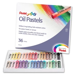 Pentel Oil Pastels, Set of 36 Vibrant Colors, Smooth Blending, Acid-Free & Fade-Resistant, Non-Toxic & Humid-Resistant, Ideal for Students, Kids & Hobby Artists