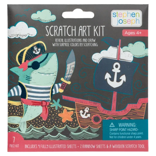 Stephen Joseph Scratch Art Kit for Kids, Shark Theme, Includes 6 Cards & Wooden Tool, Fun DIY Art Activity to Build Creativity & Motor Skills – Safe & Eco-Friendly Stephen Joseph Scratch Art Kit for Kids, Shark Theme, Includes 6 Cards & Wooden Tool, Fun DIY Art Activity to Build Creativity & Motor Skills – Safe & Eco-Friendly