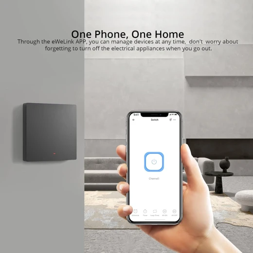مفتاح ميكانيكي ذكي من SONOFF، مفتاح إضاءة ذكي يعمل عبر WiFi بتردد 2.4GHz، زر واحد، يتطلب سلك محايد، متوافق مع Alexa وGoogle Home، نوع SONOFF M5 86، الموديل: M5-1C-86 — سونوف - سونوف - Image 10