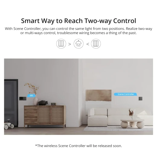 مفتاح ميكانيكي ذكي من SONOFF، مفتاح إضاءة ذكي يعمل عبر WiFi بتردد 2.4GHz، زر واحد، يتطلب سلك محايد، متوافق مع Alexa وGoogle Home، نوع SONOFF M5 86، الموديل: M5-1C-86 — سونوف - سونوف - Image 2