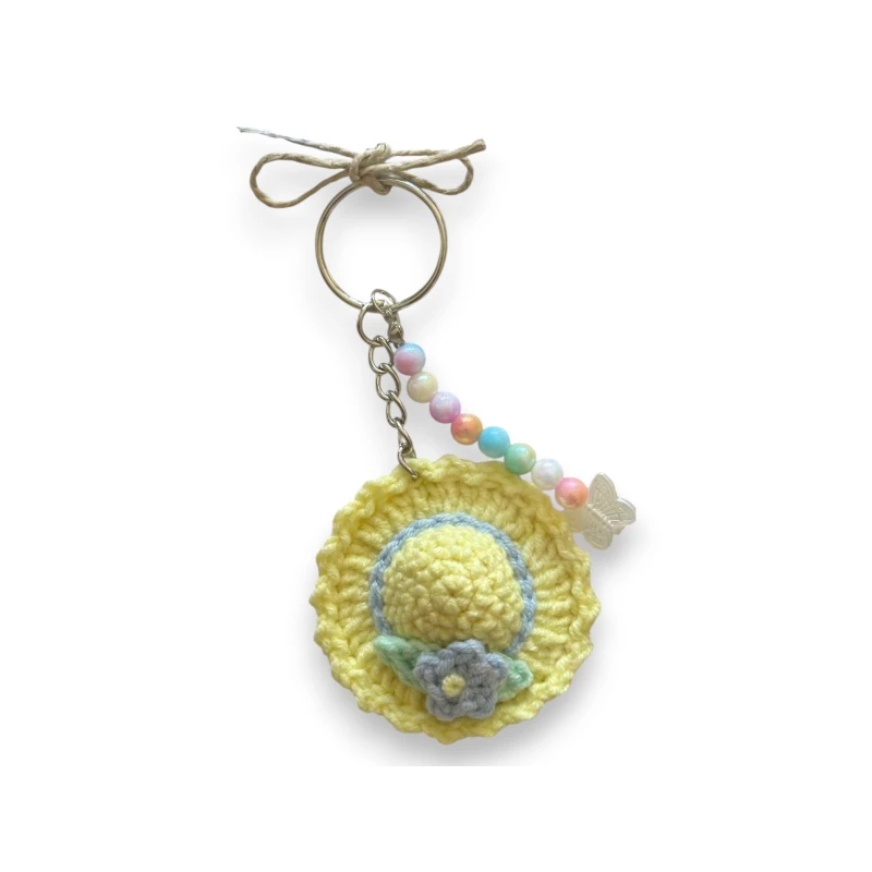 Gifted Yarns, Cute Hat with pearl beads Keychain, Multicolor, 5.5 cm - Gifted yarns