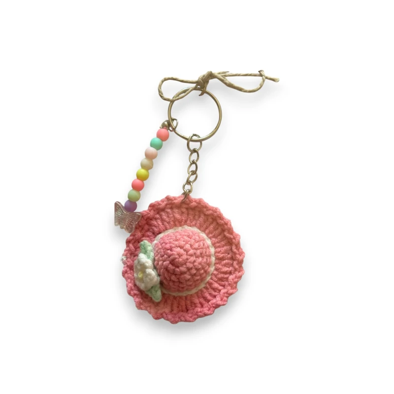 Gifted Yarns, Cute Hat with pearl beads Keychain, Multicolor, 5.5 cm - Gifted yarns