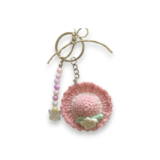 Gifted Yarns, Cute Hat with pearl beads Keychain, Multicolor, 5.5 cm Gifted Yarns, Cute Hat with pearl beads Keychain, Multicolor, 5.5 cm