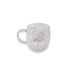 Timeless Gifts Elegant Glass Cup with Pink Flamingo Design, 350ml, 1 Piece, Aesthetic Cup for Hot & Cold Drinks,Cute Gift for Her - Timeless gifts