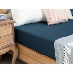 Madame COCO Manon Single Size Ranforce Fitted Sheet 100% Cotton Navy Blue Elastic Bed Sheet 100x200 cm Soft Breathable Fabric - Madame COCO