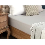 Madame COCO Manon Single Size Ranforce Fitted Sheet 100% Cotton Grey Elastic Bed Sheet 100x200 cm Soft Breathable Does Not Fade or Shrink - Madame COCO