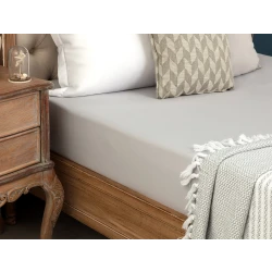 Madame COCO Manon Single Size Ranforce Fitted Sheet 100% Cotton Grey Elastic Bed Sheet 100x200 cm Soft Breathable Does Not Fade or Shrink