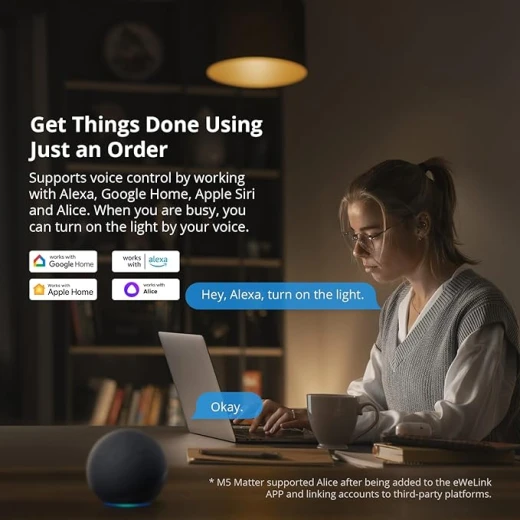 SONOFF M5-2C-86W SwitchMan 2 Gang Smart Wall Switch (Matter), Remote/Voice Control, Share Control, Smart Scene, Countdown Timing, 2.4GHz Wifi, 2200W Max Power, Works with Alexa & Google Home, White - Sonoff - Image 6