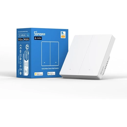 SONOFF M5-2C-86W SwitchMan 2 Gang Smart Wall Switch (Matter), Remote/Voice Control, Share Control, Smart Scene, Countdown Timing, 2.4GHz Wifi, 2200W Max Power, Works with Alexa & Google Home, White SONOFF M5-2C-86W SwitchMan 2 Gang Smart Wall Switch (Matter), Remote/Voice Control, Share Control, Smart Scene, Countdown Timing, 2.4GHz Wifi, 2200W Max Power, Works with Alexa & Google Home, White