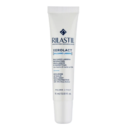Rilastil Xerolact Repairing Lip Balm 15ml Emollient Lip Care with 15% Shea Butter Treats Very Dry and Chapped Lips Hydrating and Protective Formula Rilastil Xerolact Repairing Lip Balm 15ml Emollient Lip Care with 15% Shea Butter Treats Very Dry and Chapped Lips Hydrating and Protective Formula