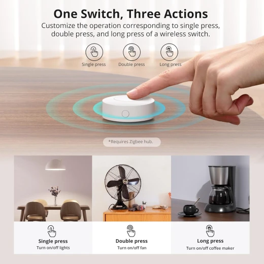 SONOFF Zigbee Switch, SNZB-01P Wireless Push Button, Supports to Create Smart Scenes, Trigger The Connected Devices on eWelink APP with Three Control Options, SONOFF ZigBee Bridge Required, 1Pack - Sonoff - Image 5