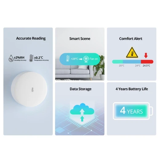 مستشعر درجة الحرارة والرطوبة SONOFF SNZB-02P Zigbee، مقياس حرارة داخلي ومقياس رطوبة مع تنبيه، يعمل مع Alexa وGoogle Home للمراقبة عن بُعد وأتمتة المنزل، يتطلب محور ZigBee 3.0 (1) - سونوف - Image 6