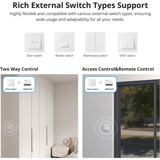 مفتاح إضاءة ذكي SONOFF ZigBee، يتطلب محور من سونوفZigbee، تحكم صوتي ذكي مع Alexa وGoogle Home، يتطلب خطًا محايدًا، جهاز منزلي ذكي، مفتاح Zigbee ZBMINIR2 - سونوف - Image 5